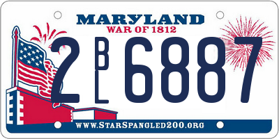 MD license plate 2BL6887