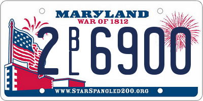MD license plate 2BL6900