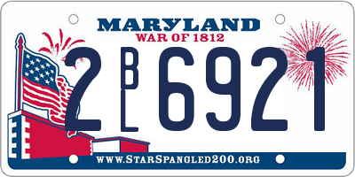 MD license plate 2BL6921