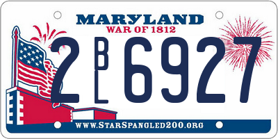 MD license plate 2BL6927