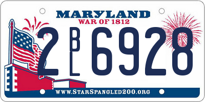 MD license plate 2BL6928