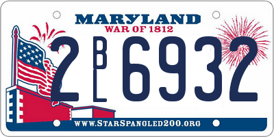 MD license plate 2BL6932
