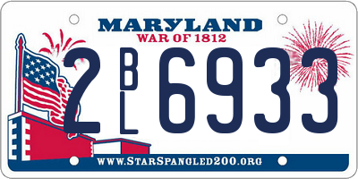 MD license plate 2BL6933