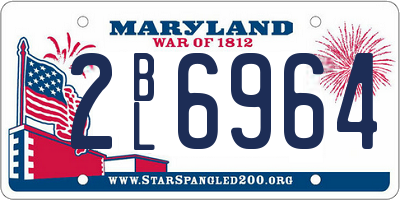 MD license plate 2BL6964
