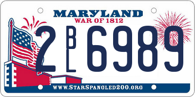 MD license plate 2BL6989