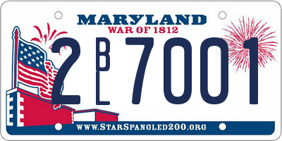 MD license plate 2BL7001