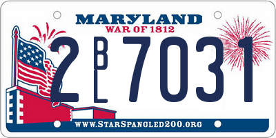 MD license plate 2BL7031