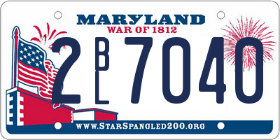 MD license plate 2BL7040
