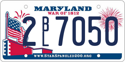 MD license plate 2BL7050