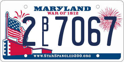 MD license plate 2BL7067