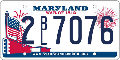 MD license plate 2BL7076