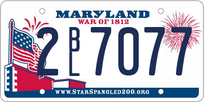 MD license plate 2BL7077