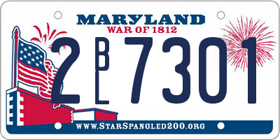 MD license plate 2BL7301