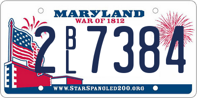 MD license plate 2BL7384