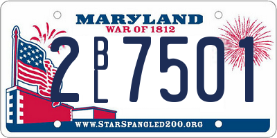 MD license plate 2BL7501