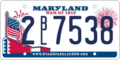 MD license plate 2BL7538