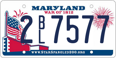MD license plate 2BL7577