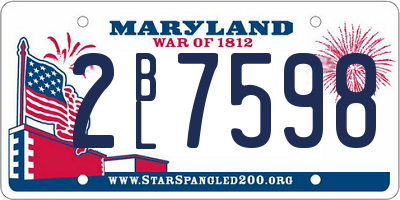 MD license plate 2BL7598