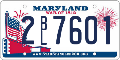 MD license plate 2BL7601