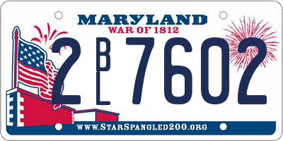 MD license plate 2BL7602