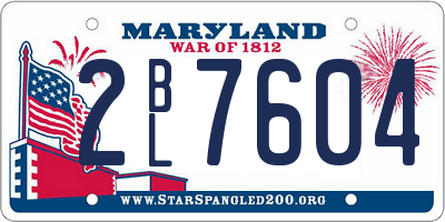 MD license plate 2BL7604