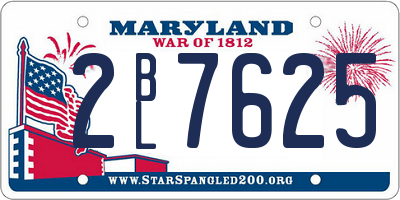 MD license plate 2BL7625