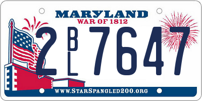 MD license plate 2BL7647