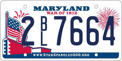 MD license plate 2BL7664
