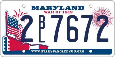 MD license plate 2BL7672