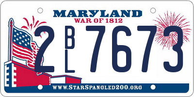 MD license plate 2BL7673