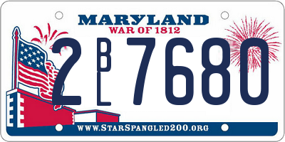 MD license plate 2BL7680
