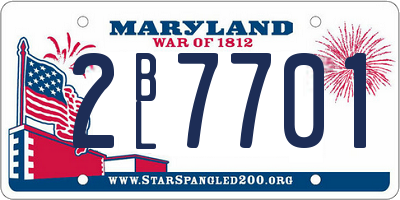 MD license plate 2BL7701