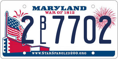 MD license plate 2BL7702