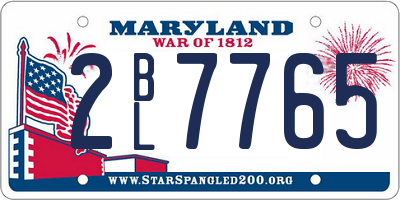 MD license plate 2BL7765