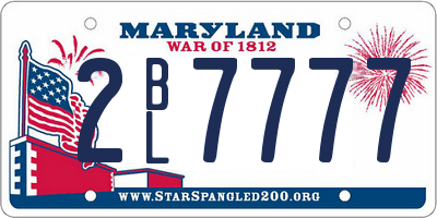 MD license plate 2BL7777