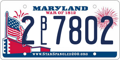 MD license plate 2BL7802