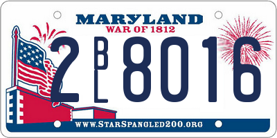 MD license plate 2BL8016