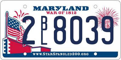 MD license plate 2BL8039