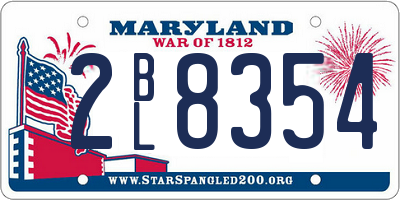 MD license plate 2BL8354
