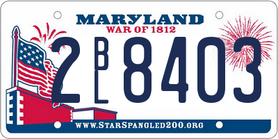 MD license plate 2BL8403