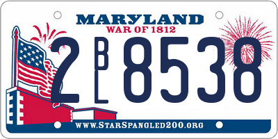 MD license plate 2BL8538