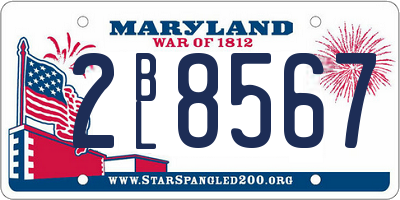 MD license plate 2BL8567