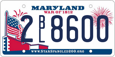 MD license plate 2BL8600