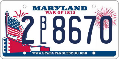 MD license plate 2BL8670