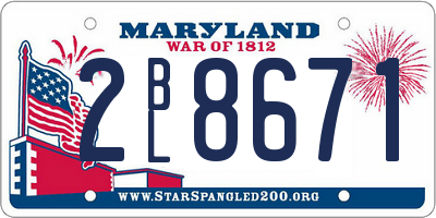 MD license plate 2BL8671