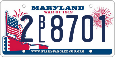 MD license plate 2BL8701