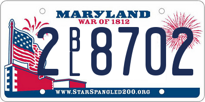 MD license plate 2BL8702