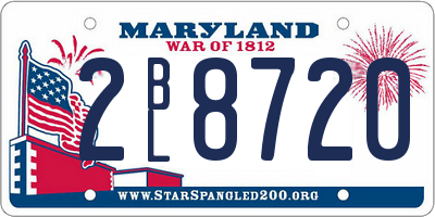 MD license plate 2BL8720