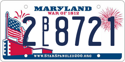 MD license plate 2BL8721
