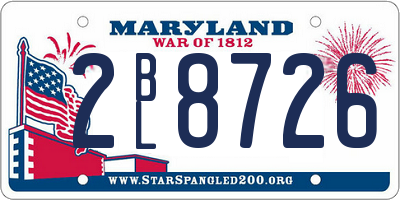 MD license plate 2BL8726